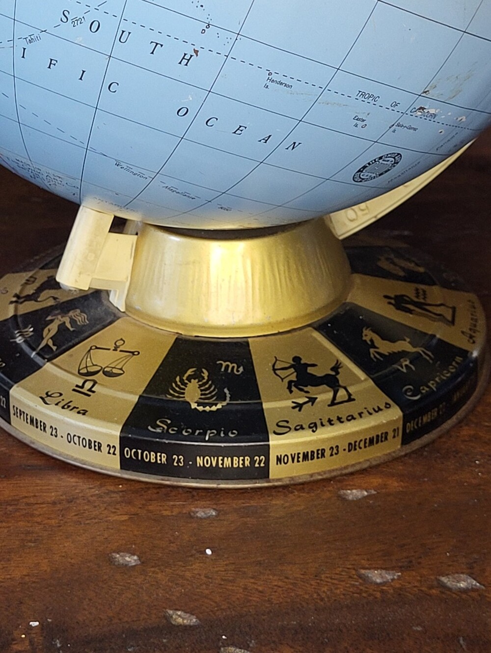 Vintage Blue World Globe with Zodiac Base - Picture 6 of 13